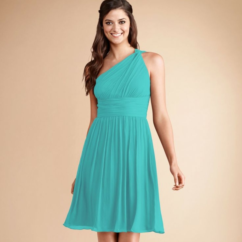 Donna Morgan Rhea One Shoulder Chiffon Dress